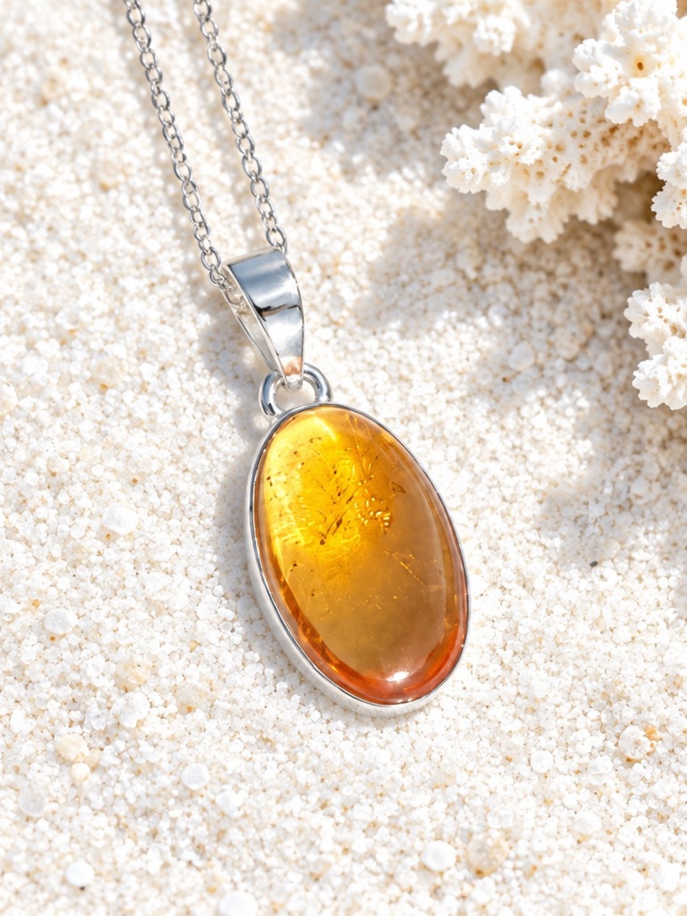 NEW! Citrine & 925 Sterling Silver Necklace